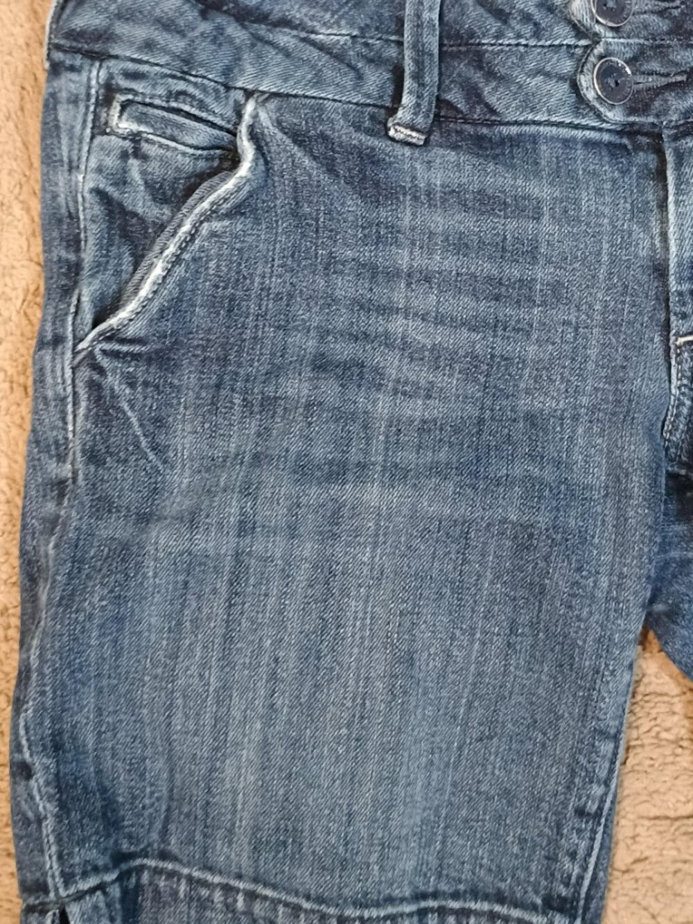 American Eagle/Denim Bermuda Shorts/Women 6 Medium Wash Y2K Double Button Preppy - Picture 4 of 8